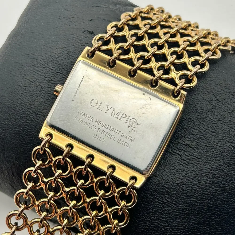 Olympic Gold Tone Crystal Accents Women’s Watch Working New Battery